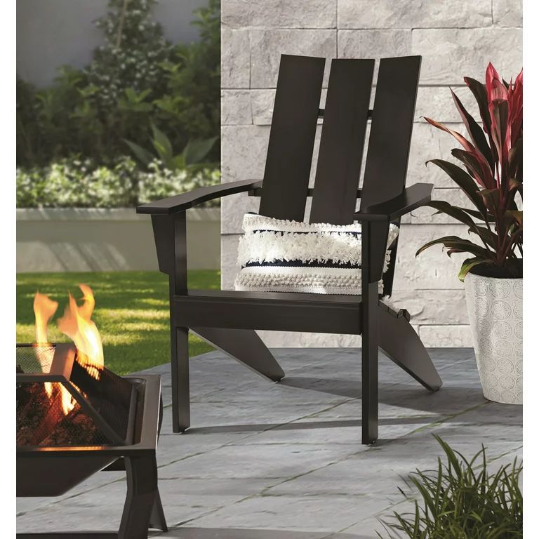 Mainstays Wood Outdoor Modern Adirondack Chair, Black Color | Walmart (US)