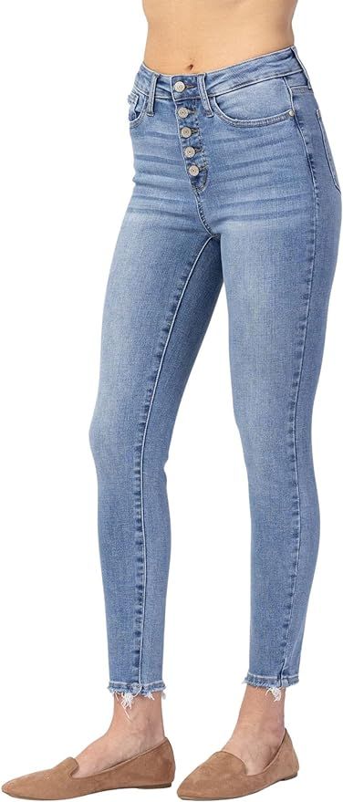 Judy Blue Women's Hi-Rise Button Fly Skinny Jeans at Amazon Women's Jeans store | Amazon (US)
