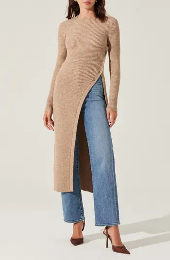ASTR the Label High Slit Long Sweater | Nordstrom | Nordstrom