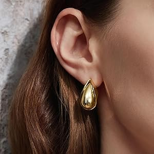 Cicy Bell Womens 14k Gold Plated Earrings Teardrop Chunky Gold Elegant Stud Post Earrings Trendy ... | Amazon (US)