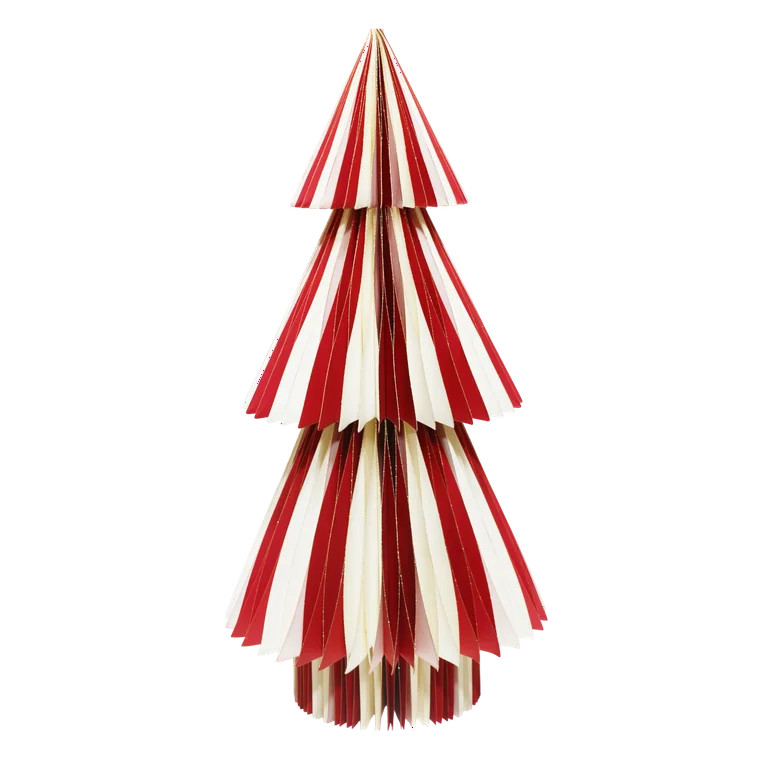 Honeycomb Paper Tree Christmas Decoration, Red and White, 35", by Holiday Time - Walmart.com | Walmart (US)