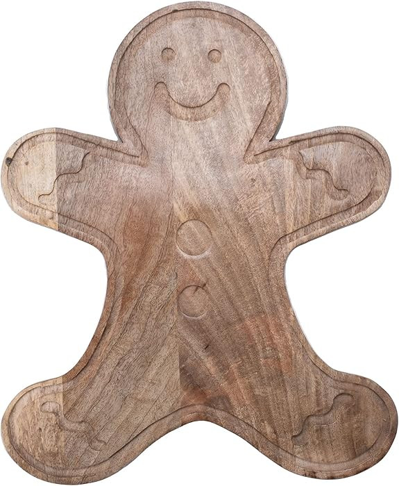 Mary Square Natural Brown Gingerbread 16.5 x 13.25 Mango Wood Christmas Cheese Cutting Board | Amazon (US)