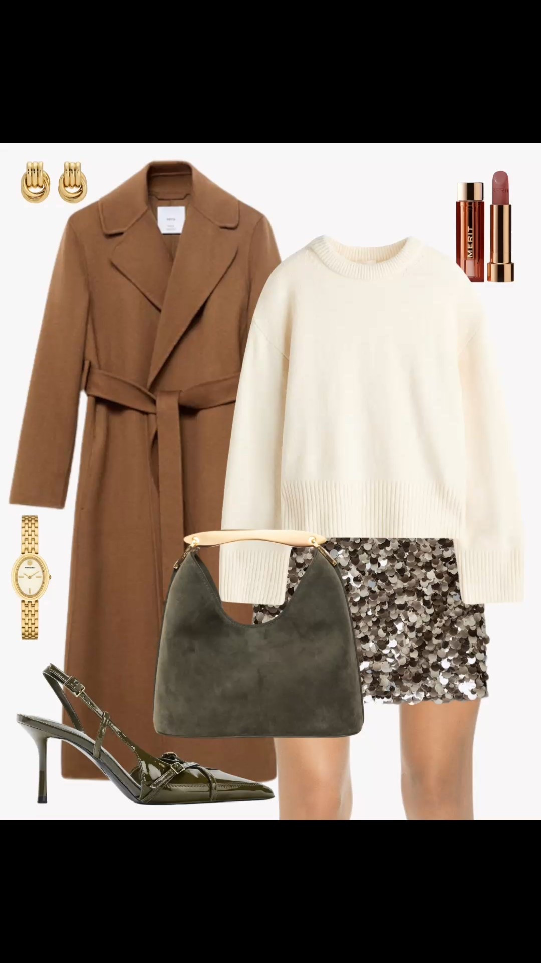 A festive outfit to wear this holiday season, featuring a wool coat, sequin skirt, suede top handle bag, slingback heels 

#LTKSaleAlert #LTKStyleTip #LTKHoliday