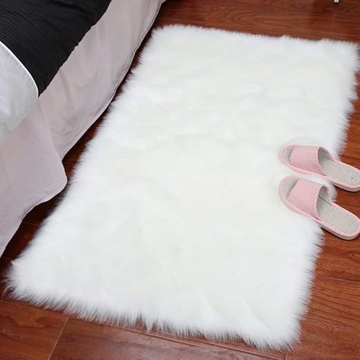 LOCHAS Ultra Soft Silky Fluffy Rugs Shag Faux Sheepskin Area Rug, Bedside Rugs for Bedroom Living... | Amazon (US)