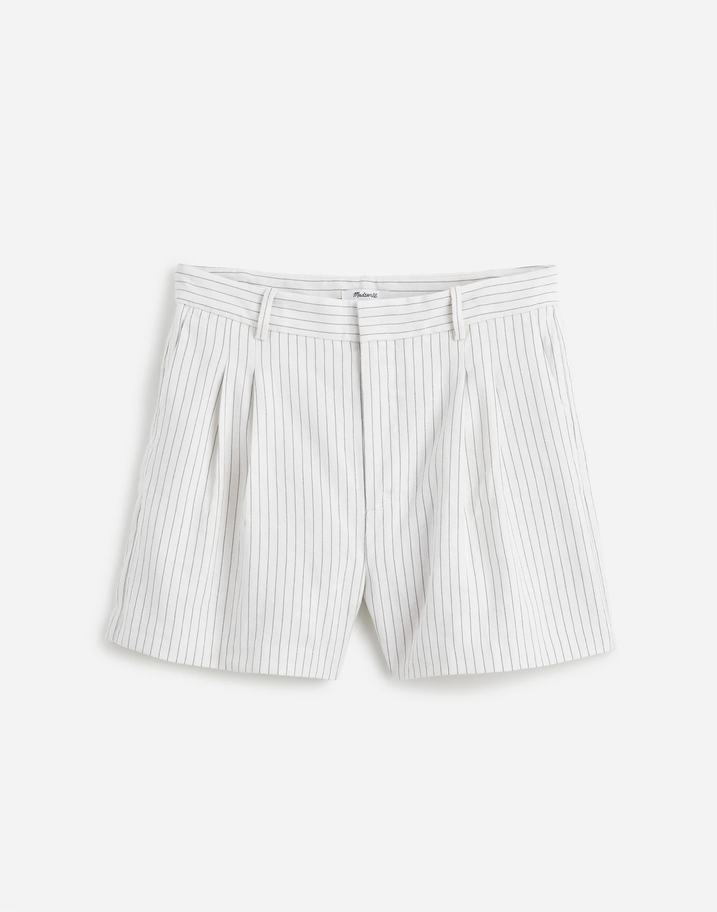 Pleated Trouser Shorts in Pinstripe Linen Blend | Madewell | Madewell