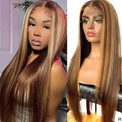 UNice Ombre Blonde Straight Human Hair Wig T Part Lace Closure Wig Middle Part Brazilian Remy Hai... | Amazon (US)