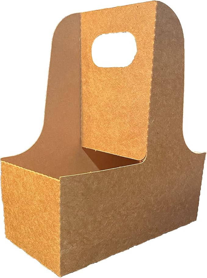 2 Cup Drink Carrier with Handle | Kraft Paperboard Cup Holder | Disposable Cup Holder for Hot or ... | Amazon (US)