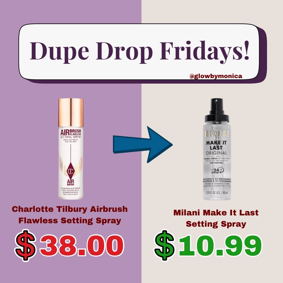 🚨DUPE ALERT🚨 Charlotte Tilbury Airbrush Setting Spray vs Milani Make It Last Setting Spray

Products tagged below ⬇️ 

#LTKFindsUnder50 #LTKBeauty #LTKU