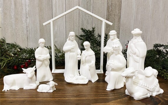 Nativity Set - 11 Piece White Nativity Scene | Etsy (US)