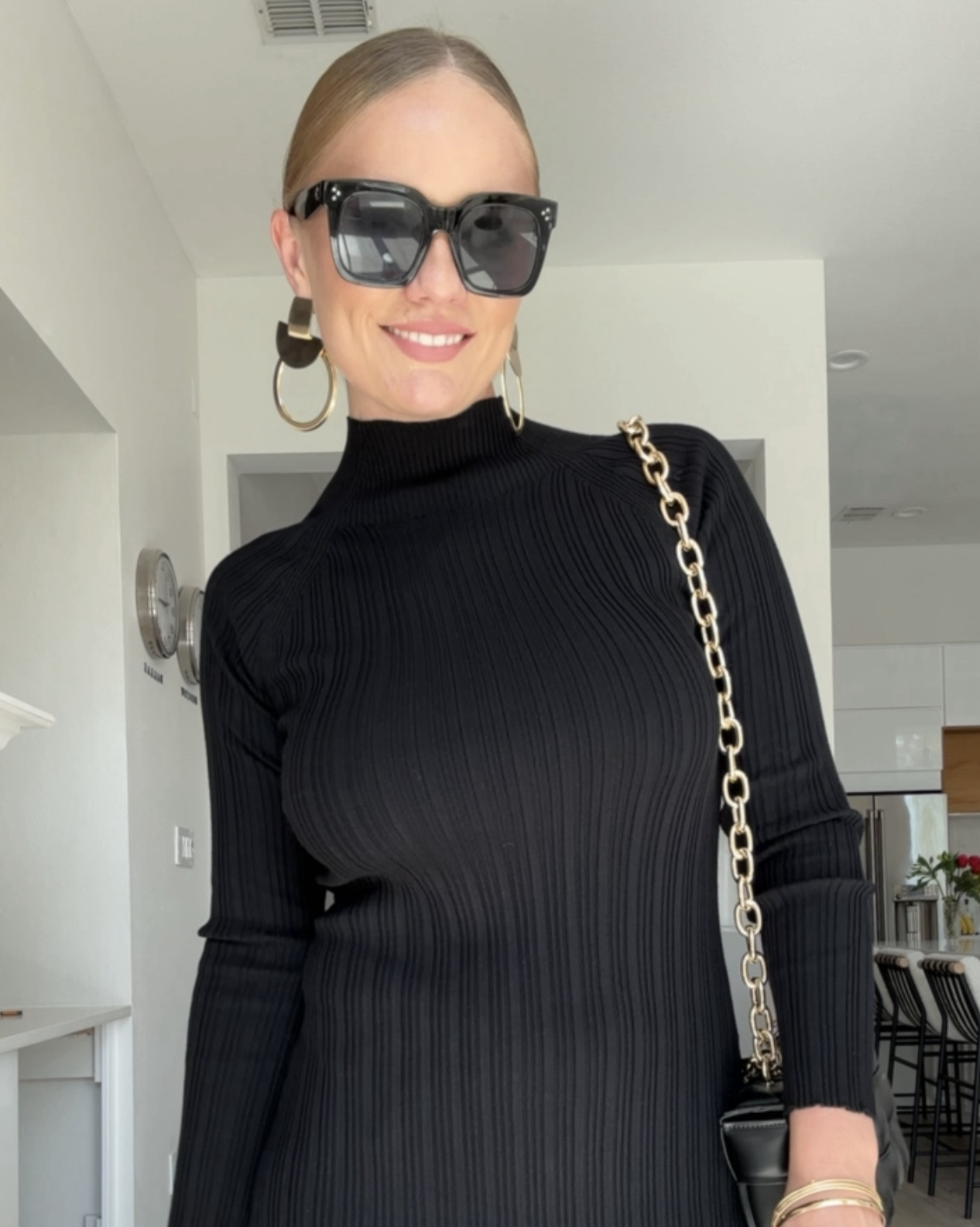 My code at VICI is ELENASAVE25 for 25% off!

Also I linked hair products for slick bun! I use this hair wax all the time!

Black midi dress size M
Black pumps size 7.5
Black purse
Black sunglasses 

#LTKStyleTip #LTKParties
