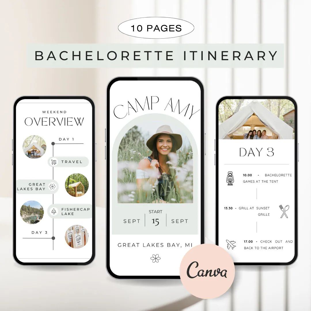 Camp Bachelorette Itinerary Template. Girls Trip Travel Itinerary. Glamping Party Luxury Bachelor... | Etsy (US)