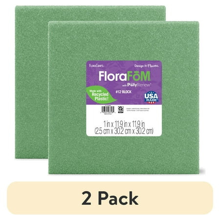 (2 pack) FloraCraft FloraFōM Block 1 inch x 11.9 inch x 11.9 inch Green | Walmart (US)