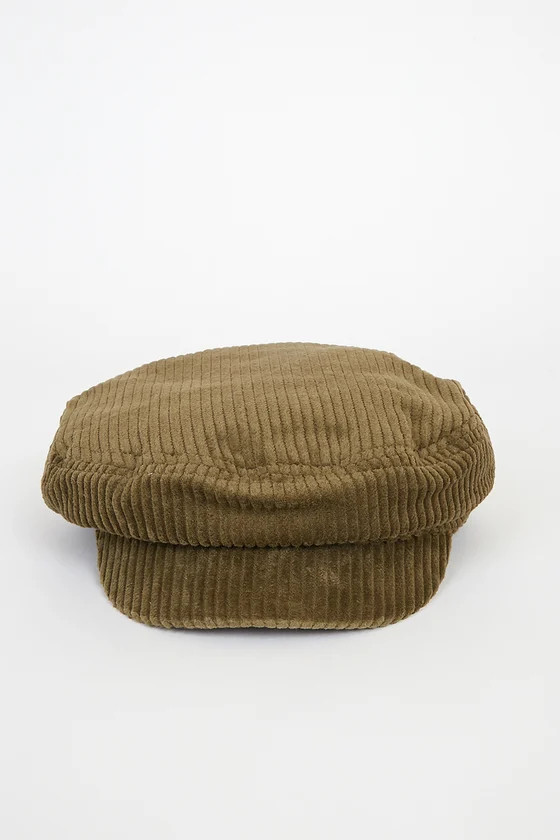 Fever Pitch Olive Green Corduroy Baker Boy Cap | Lulus (US)