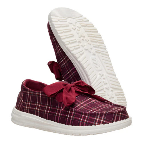 Wendy Holiday Bow - Red Plaid/Burgundy | HEYDUDE