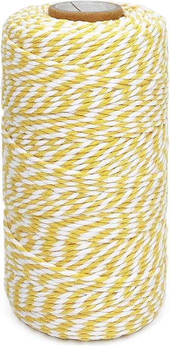 Cotton Twine Yellow and White Baker String 2mm Thick 328 Feet Christmas Twine for Gift Wrapping D... | Amazon (US)
