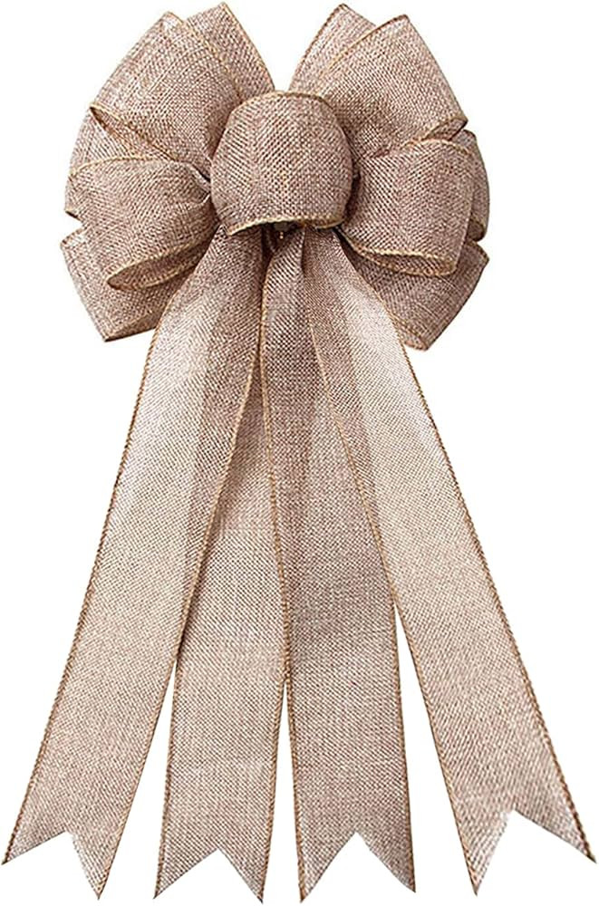 Large Burlap Wreaths Bows Rustic Jute Bows Christmas Tree Topper for Wedding Holiday Birthday Par... | Amazon (US)