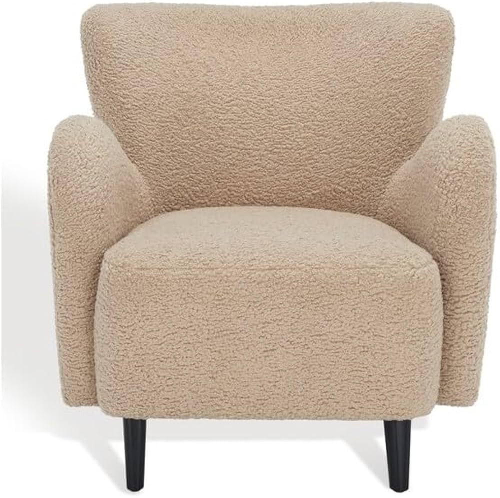 Safavieh Couture Collection Rayanne Modern Light Brown Faux Lamb Wool Wingback (Fully Assembled) ... | Amazon (US)