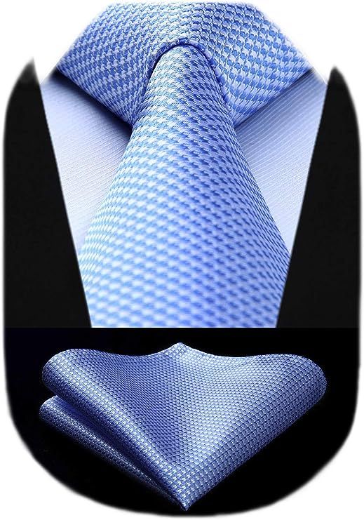 HISDERN Ties for Men Solid Houndstooth Neckties Handkerchief Formal Business Tie & Pocket Square ... | Amazon (US)