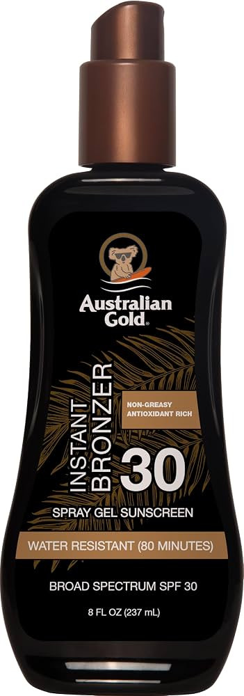 Australian Gold Spray Gel - Protector solar con bronceador instant\u00e1neo SPF 30, 8 onzas | Hid... | Amazon (US)