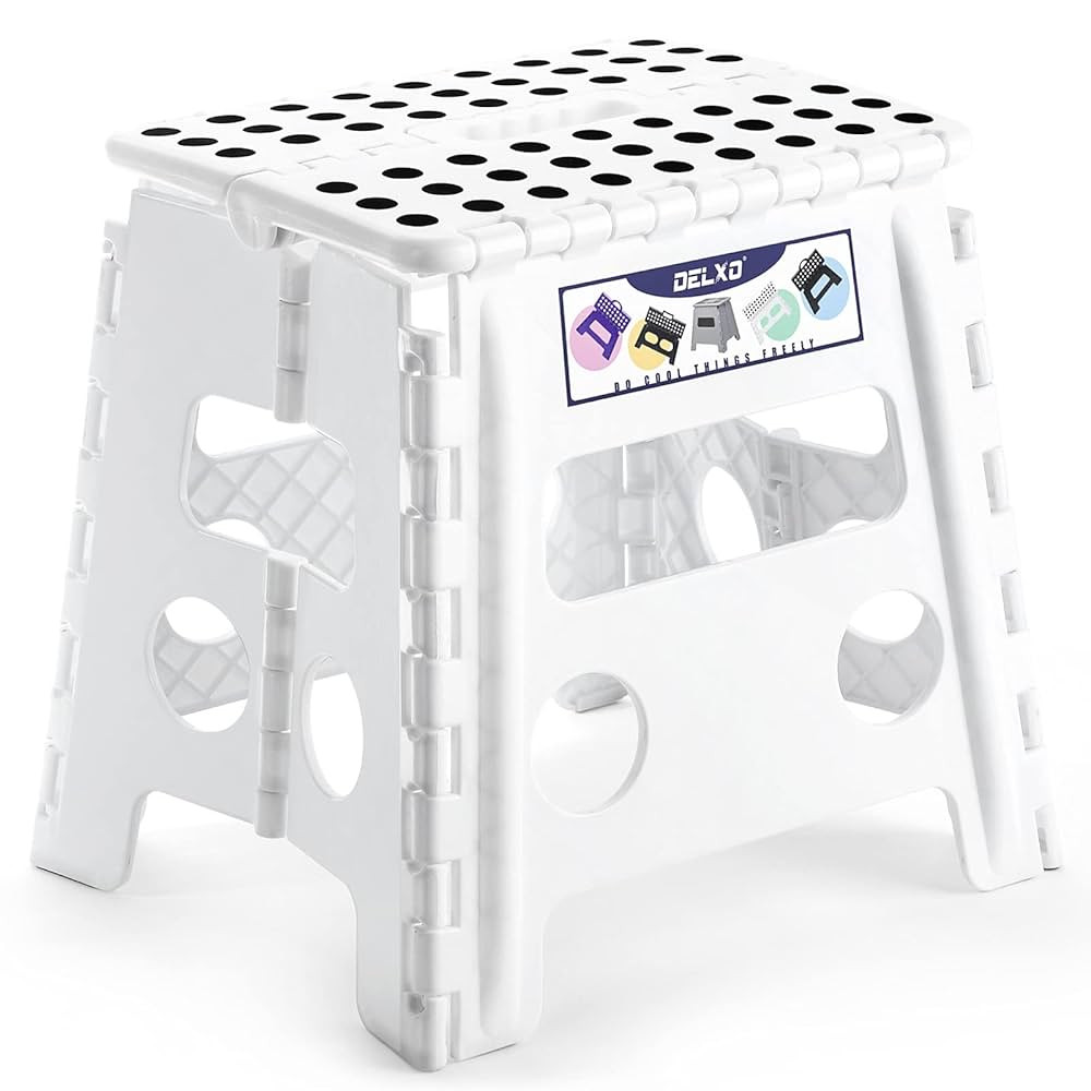 Delxo 13" Folding Step Stool for Kids and Adults, Non-Slip Foldable Step Stools with Handle,Plast... | Amazon (US)