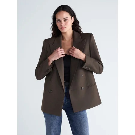 Scoop Women s Double Breasted Blazer  Sizes XS-XXL | Walmart (US)