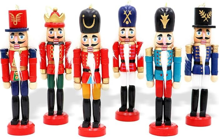 Jolik 6 PCS Nutcracker Ornament Set Wooden Nutcracker Christmas Ornaments | Amazon (US)