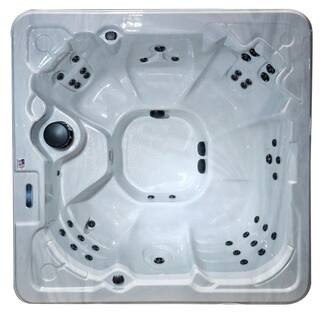 Palmero NL 8-Person 43-Stainless Steel Jet Standard Hot Tub Ozonator LED Light Polar Insulation, Neck Jets and Hardcover | The Home Depot