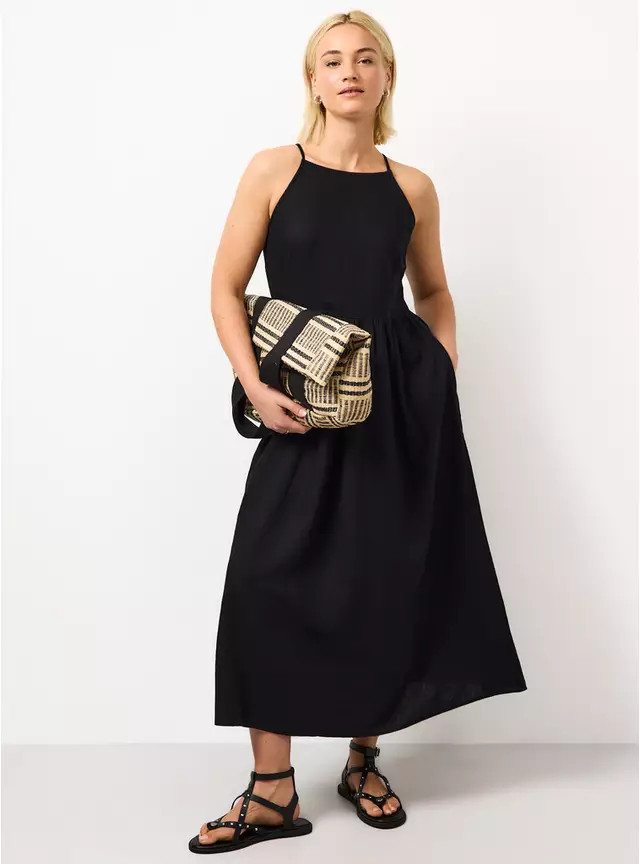 Buy White Linen Blend Waisted Dress 12 | Midaxi | Tu | Tu Clothing