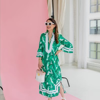 Palm Print Kit Caftan with White Trim | Sail to Sable