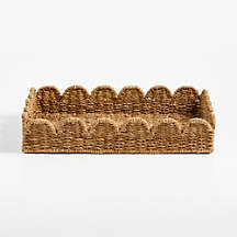 Scallop Natural Woven Fiber Small Tray + Reviews | Crate & Barrel | Crate & Barrel