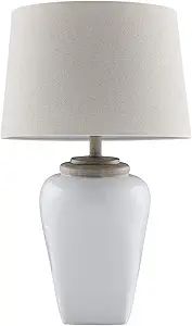 MARTHA STEWART Jemma Ceramic Table Lamp Living Room Decor - Curved Ceramic Base, Tapered Drum Sha... | Amazon (US)
