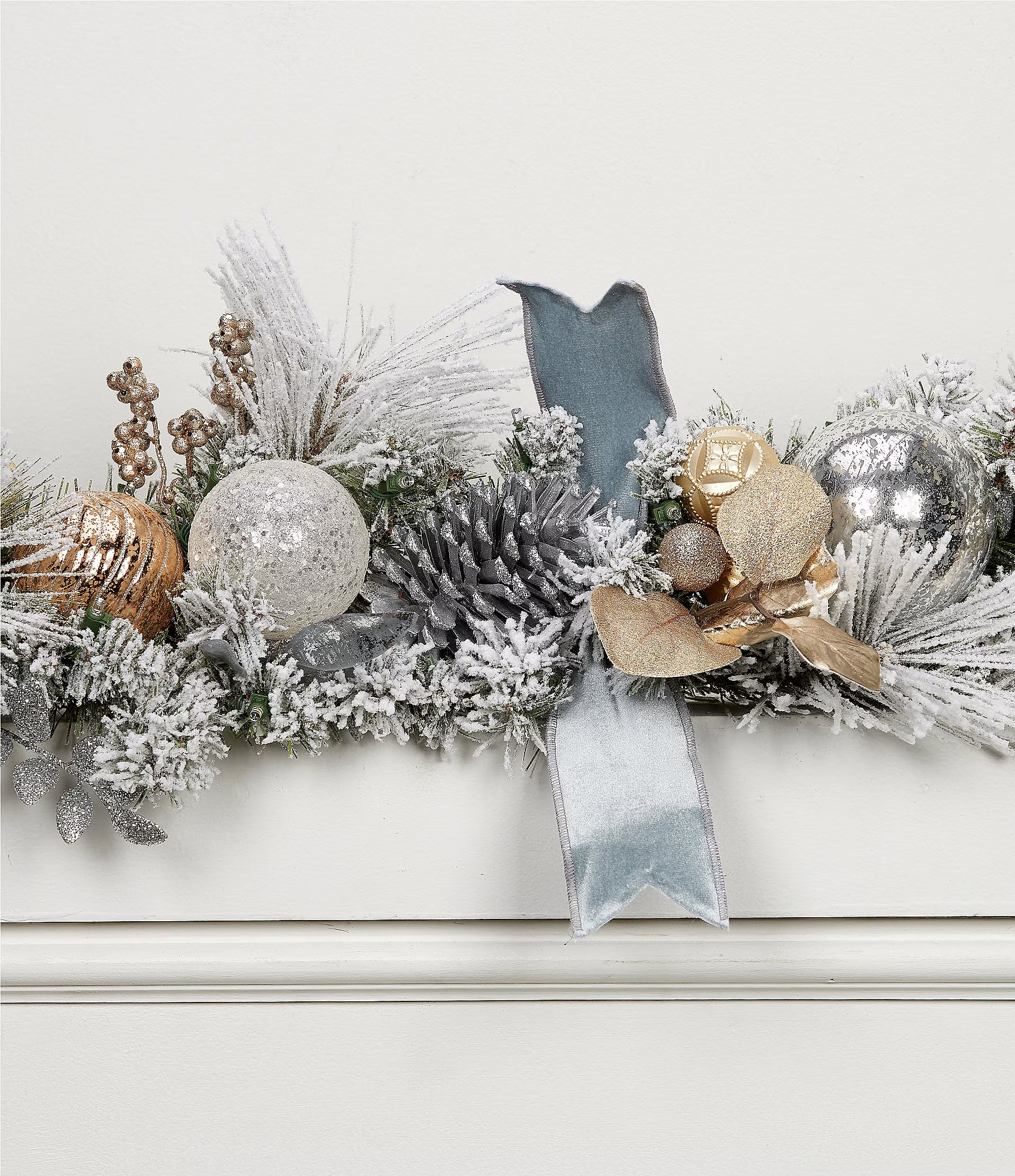 Blue Christmas Collection Pre-Lit 6-Ft. Flocked Garland | Dillard's