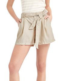 TENCEL™ linen paper bag high rise shorts | Gap US