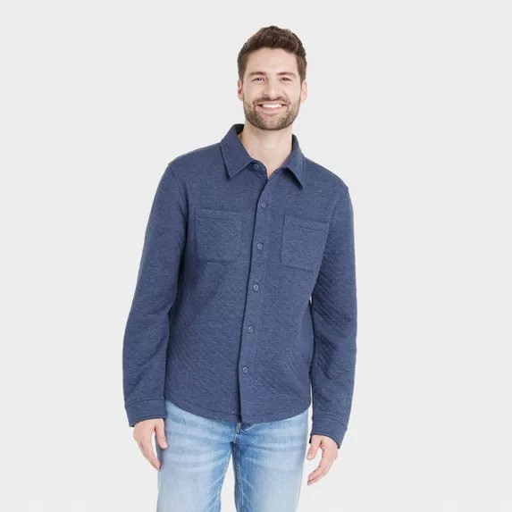 Men's Long Sleeve Knit Quilted Button-Down Shirt - Goodfellow & Co™ | Target