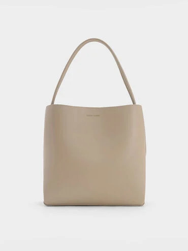 Taupe Leia Tote Bag | CHARLES & KEITH | Charles & Keith EU