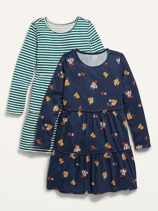 Tiered Printed Jersey-Knit Swing Dress 2-Pack for Girls | Old Navy (US)