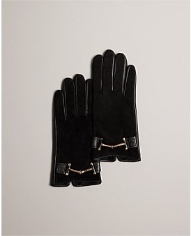 David Jones Ted Baker Kelaa Suede And Leather Gloves in Black, Size M/L | David Jones (Australia & New Zealand)