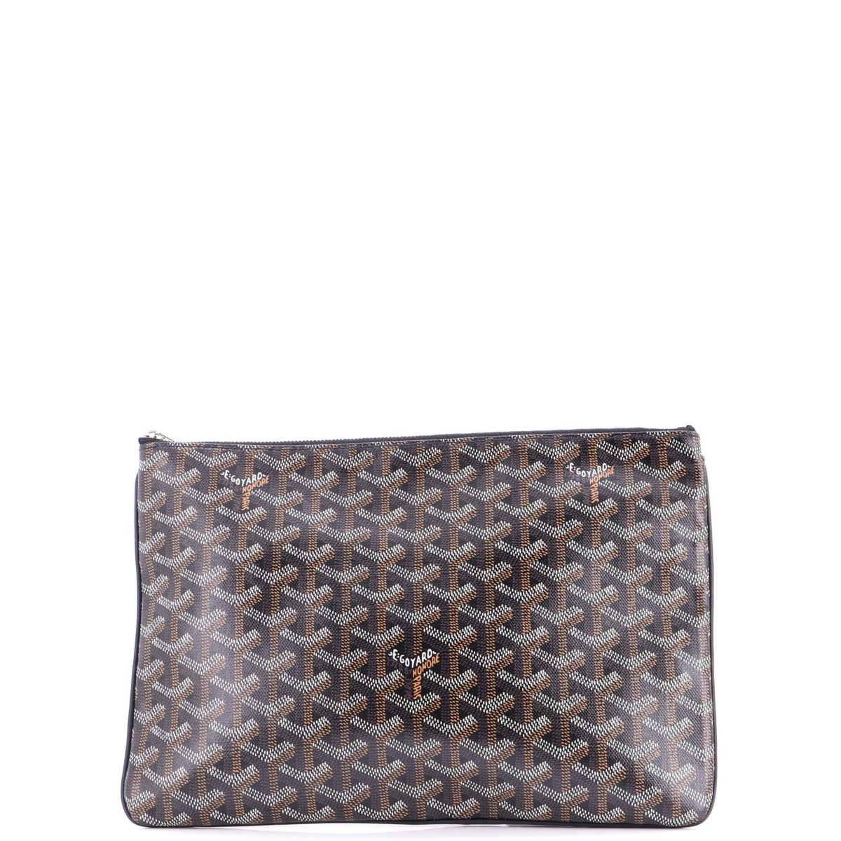 Pre-Owned Goyard Mm Senat Zip Pouch Coated Canvas - Brown | Macy's