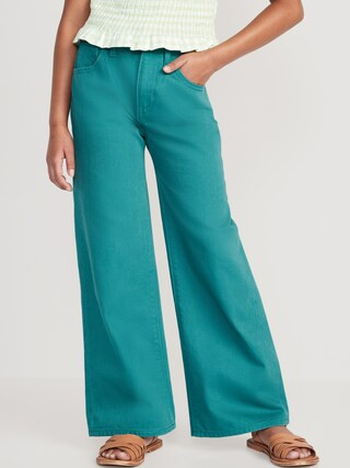 High-Waisted Pop-Color Baggy Wide-Leg Jeans for Girls | Old Navy (US)