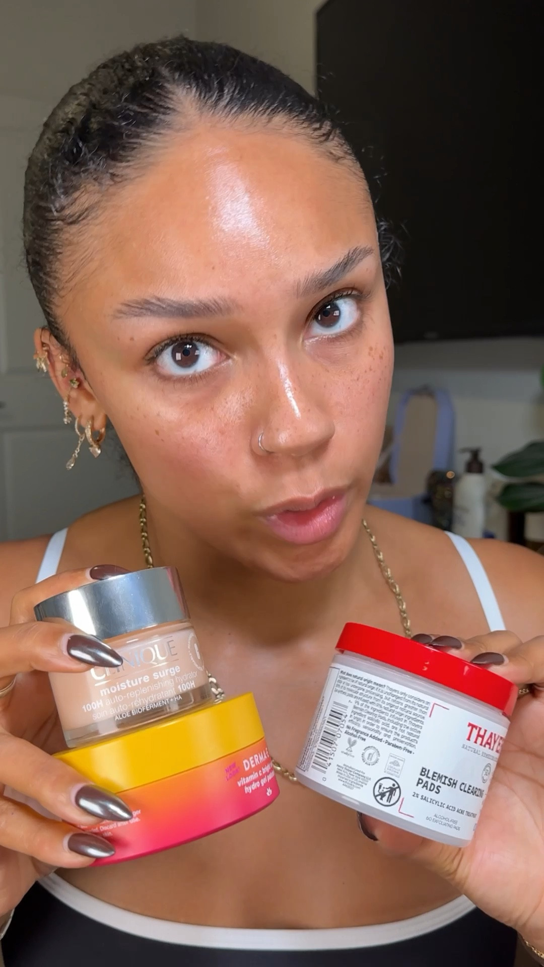 There are not a lot of products that work for both cold and warm seasons but these products will absolutely be coming with me! All products linked in my LTK @clinique Moisture Surge 100H#CliniquePartner #skincare #dryskin #combinationskin #bestmoisturizers