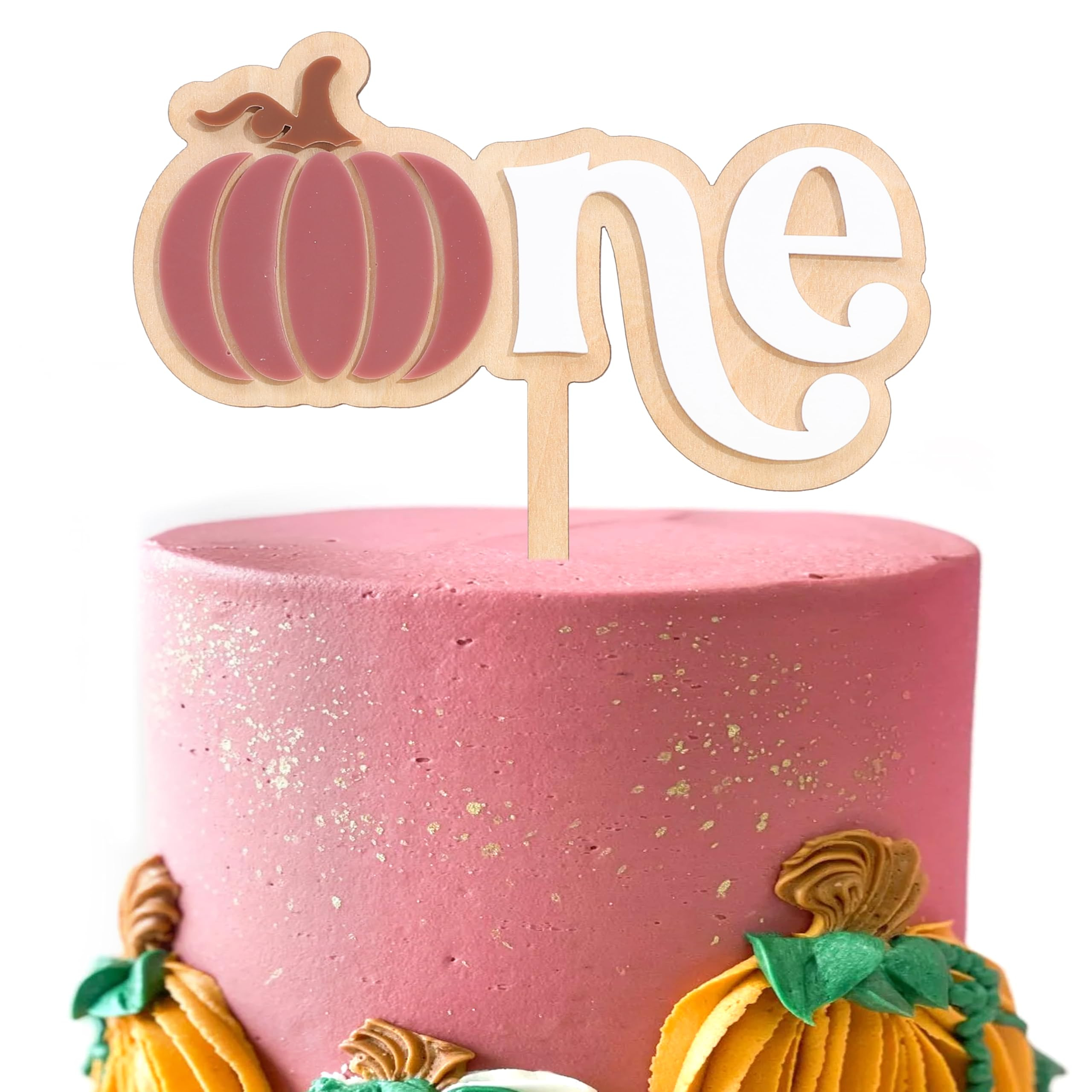 Halloween Pumpkin 1st Birthday Cake Topper - Wooden & Acrylic "One" Cake Topper with Fall Pumpkin... | Amazon (US)