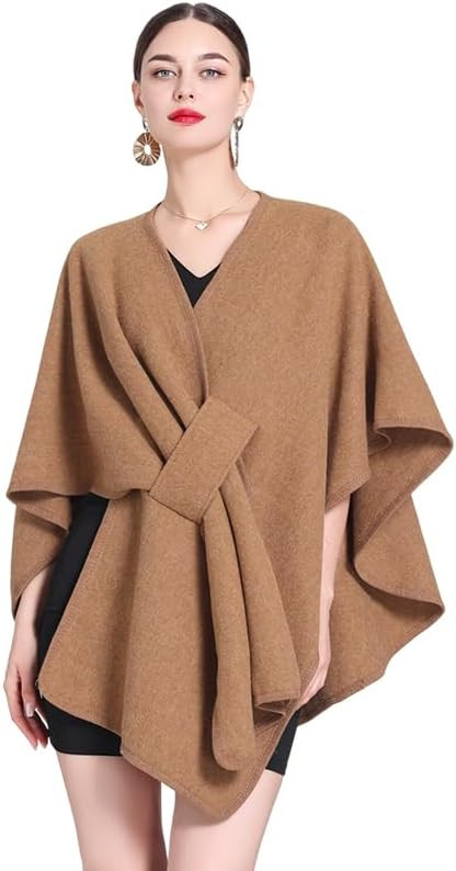 BRYCTSISEN Winter Open Front Cardigan Shawl Wrap Warm Pashmina Sweater Cape | Amazon (US)