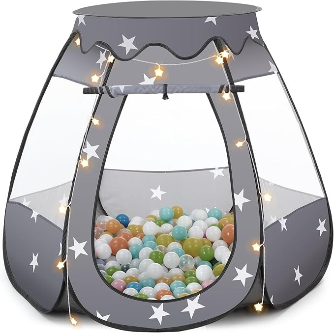 Baby Ball Pit for Toddler with Star Lights - Pop Up Princess Tent Toy for Year Old Baby Girl Birt... | Amazon (US)
