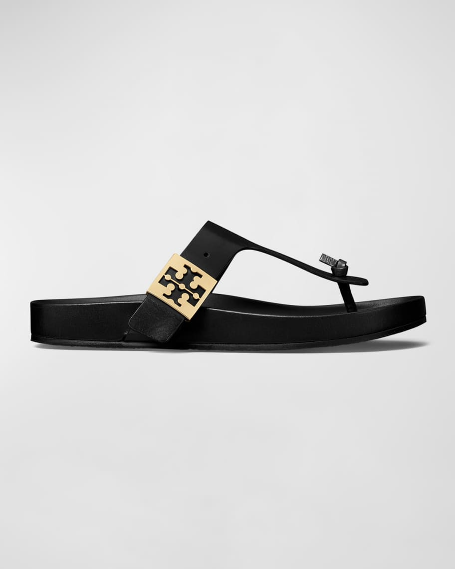 Tory Burch Mellow Leather Buckle Thong Sandals | Neiman Marcus