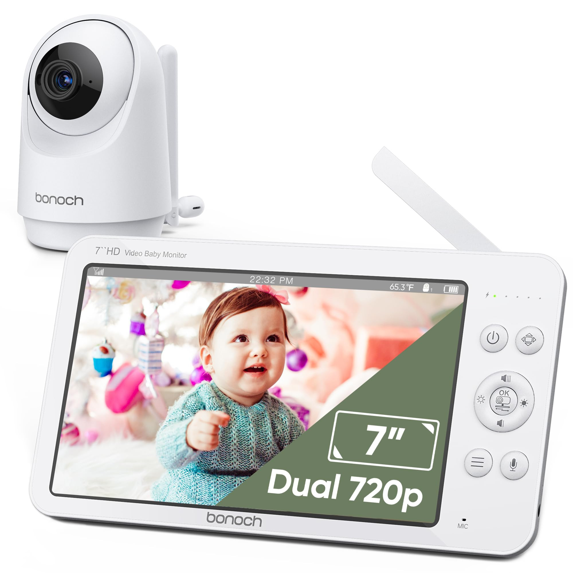 bonoch MegaView Baby Monitor with Camera and Audio, 7" 720P HD Video Baby Monitor No WiFi, 6000mA... | Amazon (US)