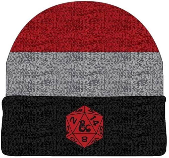 Dungeons and Dragons Game Red and Grey Striped Marled Knit Hat | Amazon (US)