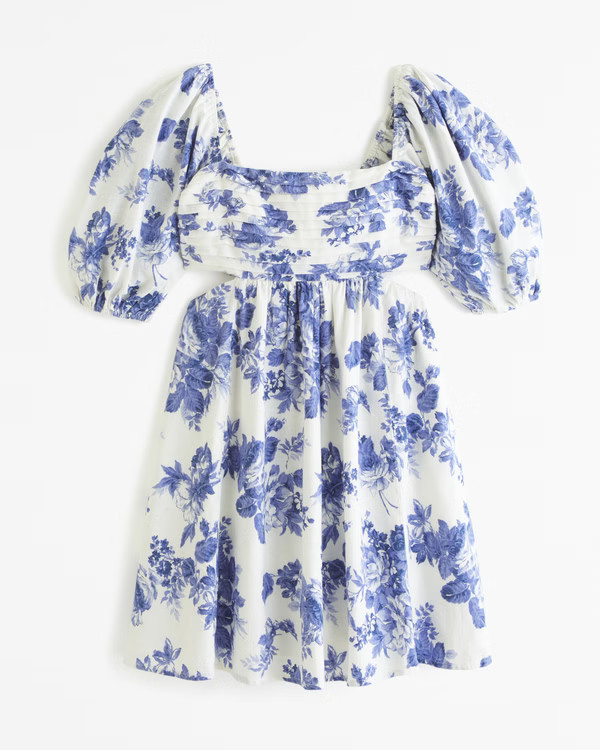 Emerson Linen-Blend Cutout Mini Dress | Abercrombie & Fitch (US)