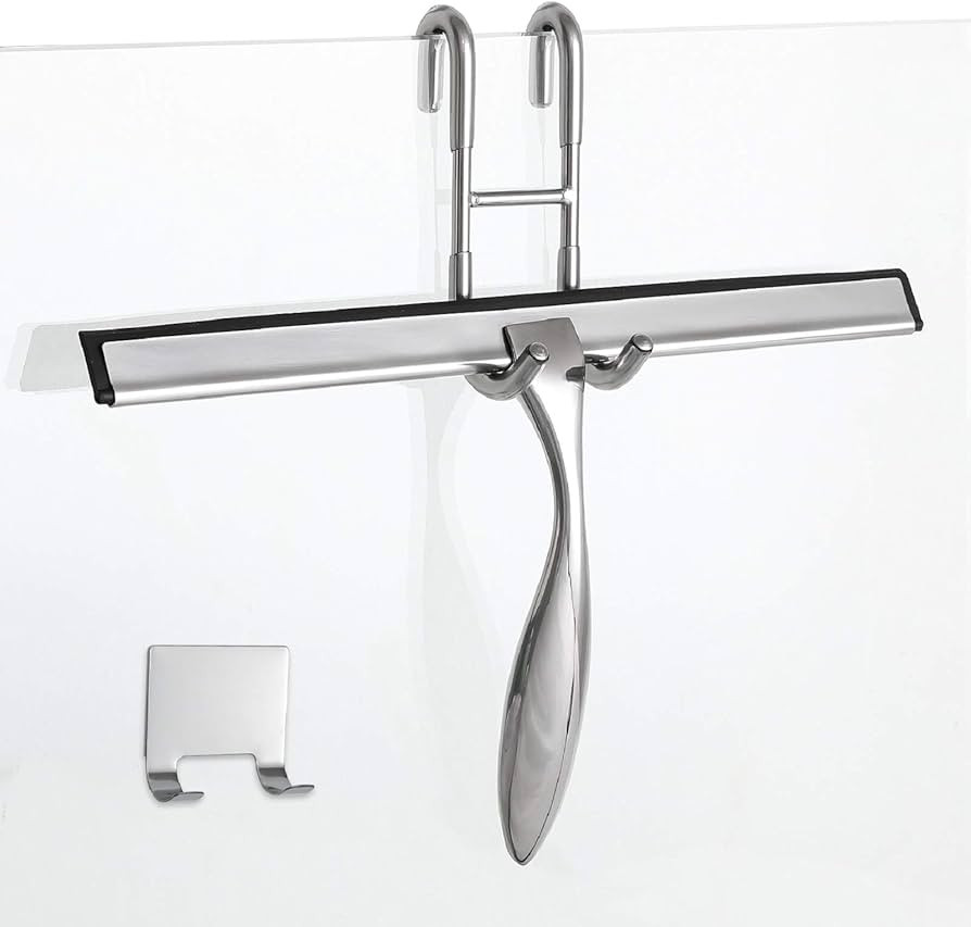 Simtive 12-Inch Shower Squeegee Set, Includes Shower Door Hook and Adhesive Hook, Squeegee for Sh... | Amazon (US)
