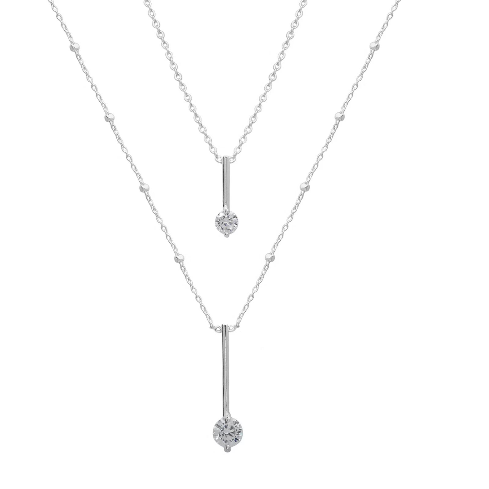 LC Lauren Conrad Silver Tone Cubic Zirconia 2-Row Necklace, Women's | Kohl's