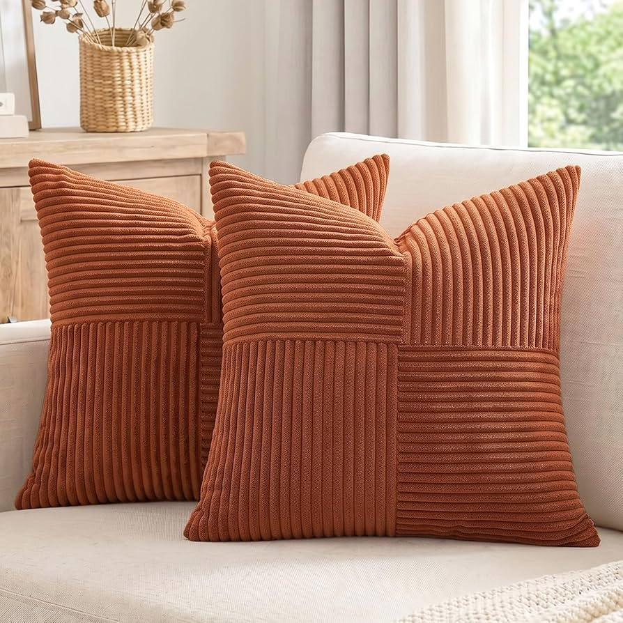 Fancy Homi 2 Packs Rust Boho Decorative Throw Pillow Covers 18x18 Inch for Couch Bed Sofa, Farmho... | Amazon (US)
